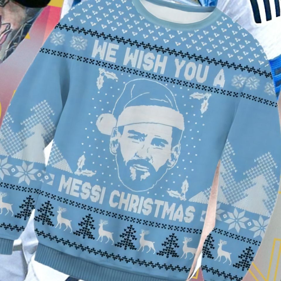 Messi Christmas Sweater Round Neck Long Sleeve Sweatshirt - Image 2