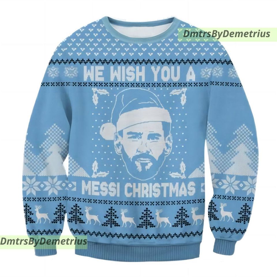 Messi Christmas Sweater Round Neck Long Sleeve Sweatshirt