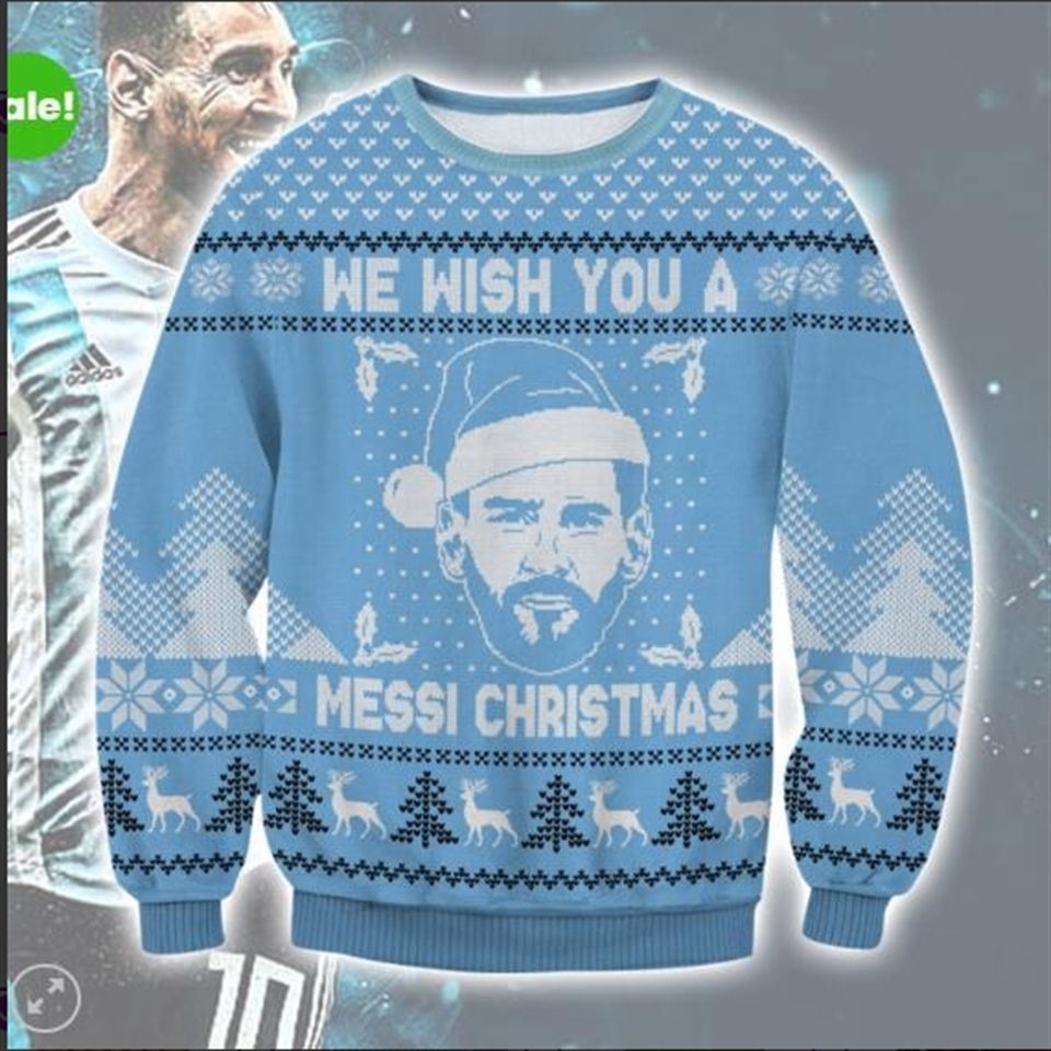 Messi Christmas Sweater Round Neck Long Sleeve Sweatshirt - Image 4