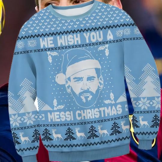 Messi Christmas Sweater Round Neck Long Sleeve Sweatshirt - Image 7