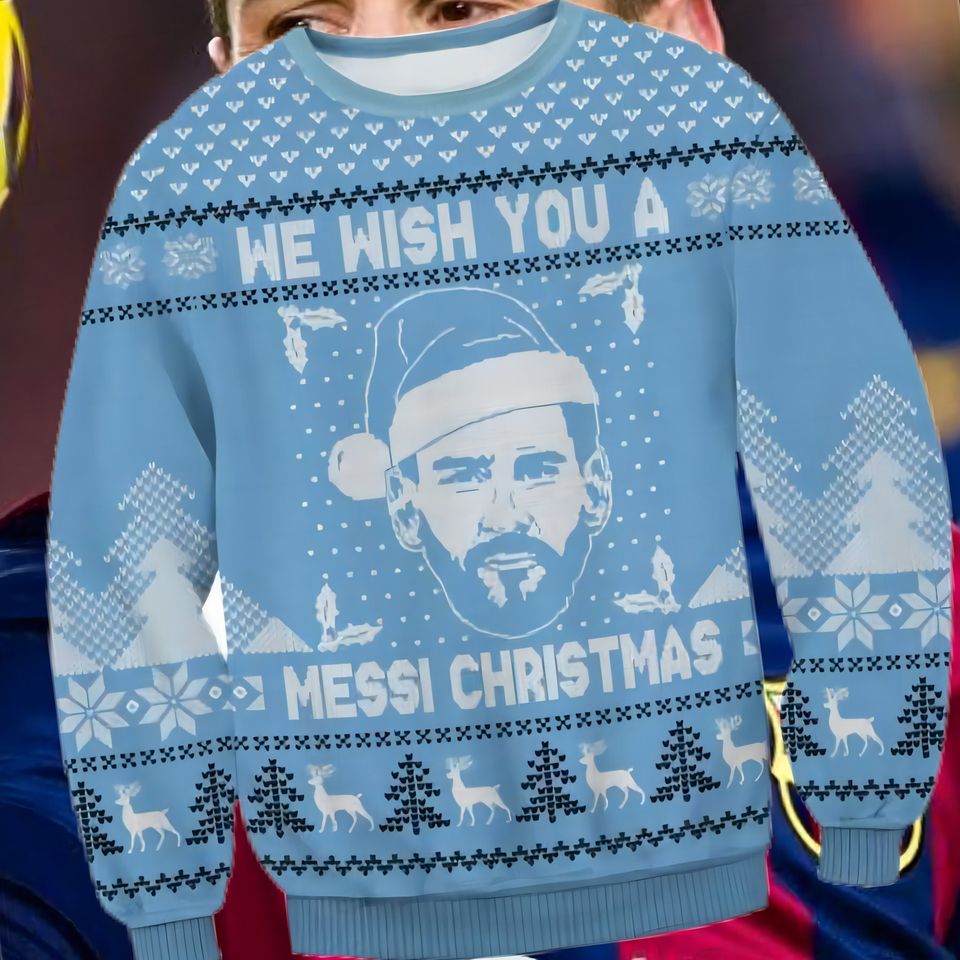 Messi Christmas Sweater Round Neck Long Sleeve Sweatshirt - Image 3