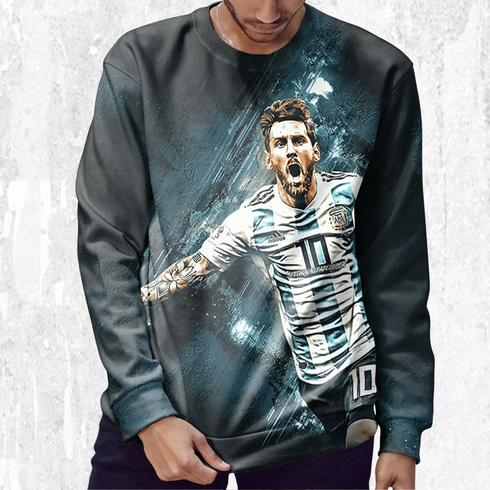 Messi Number 10 Argentina Sweatshirt 3D, The Goat Lionel Messi 3D Sweatshirt - Image 4