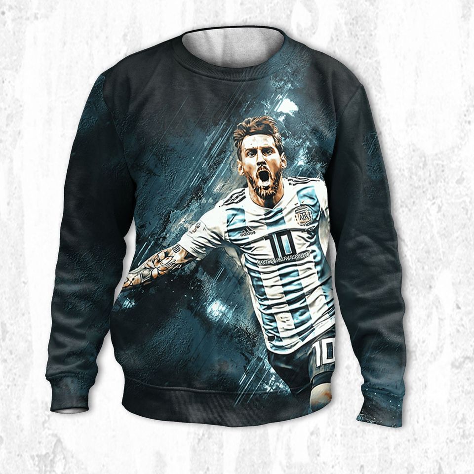 Messi Number 10 Argentina Sweatshirt 3D, The Goat Lionel Messi 3D Sweatshirt - Image 2