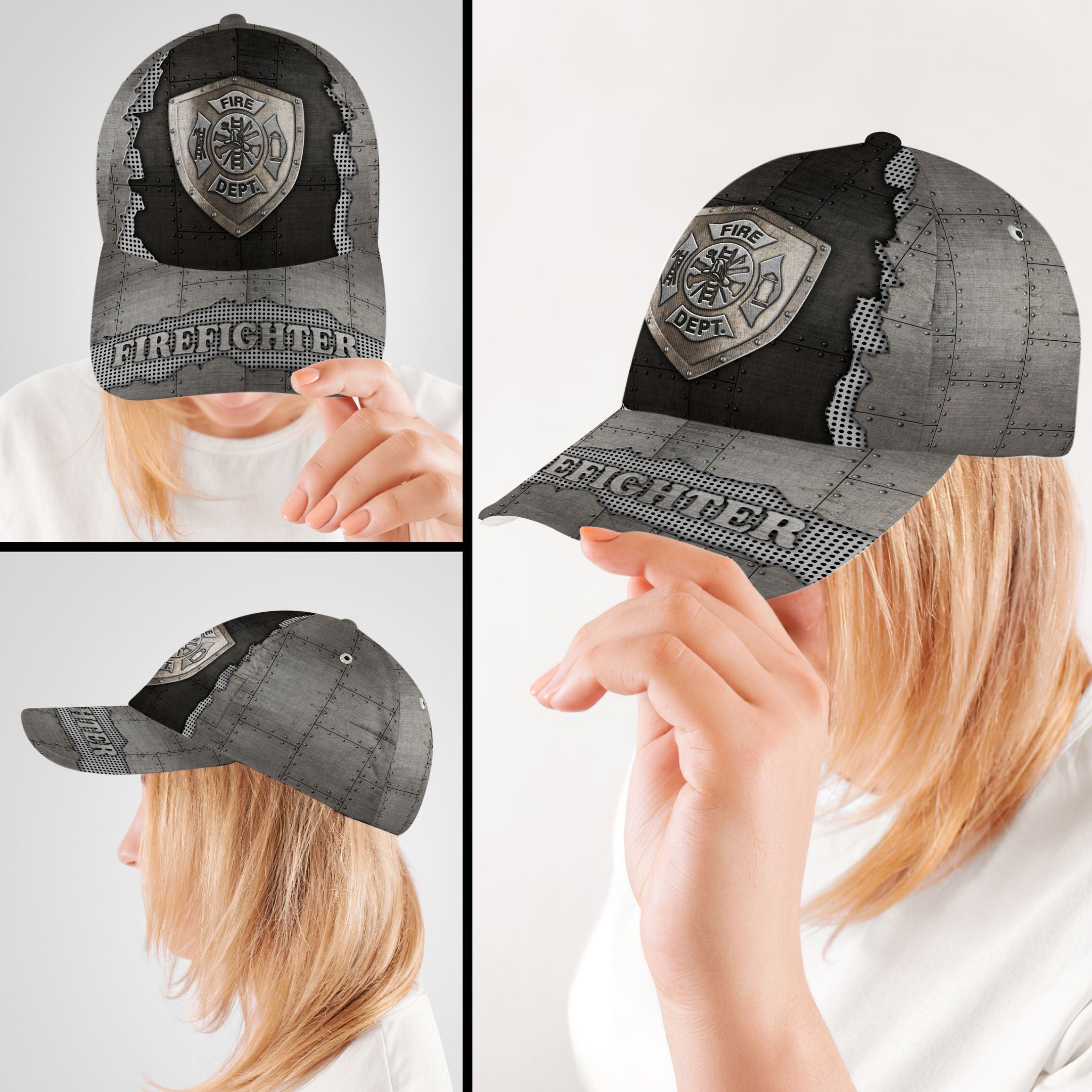 Metal Firefighter Cap Trucker Hats Custom Hats Gifts For Men & Women
