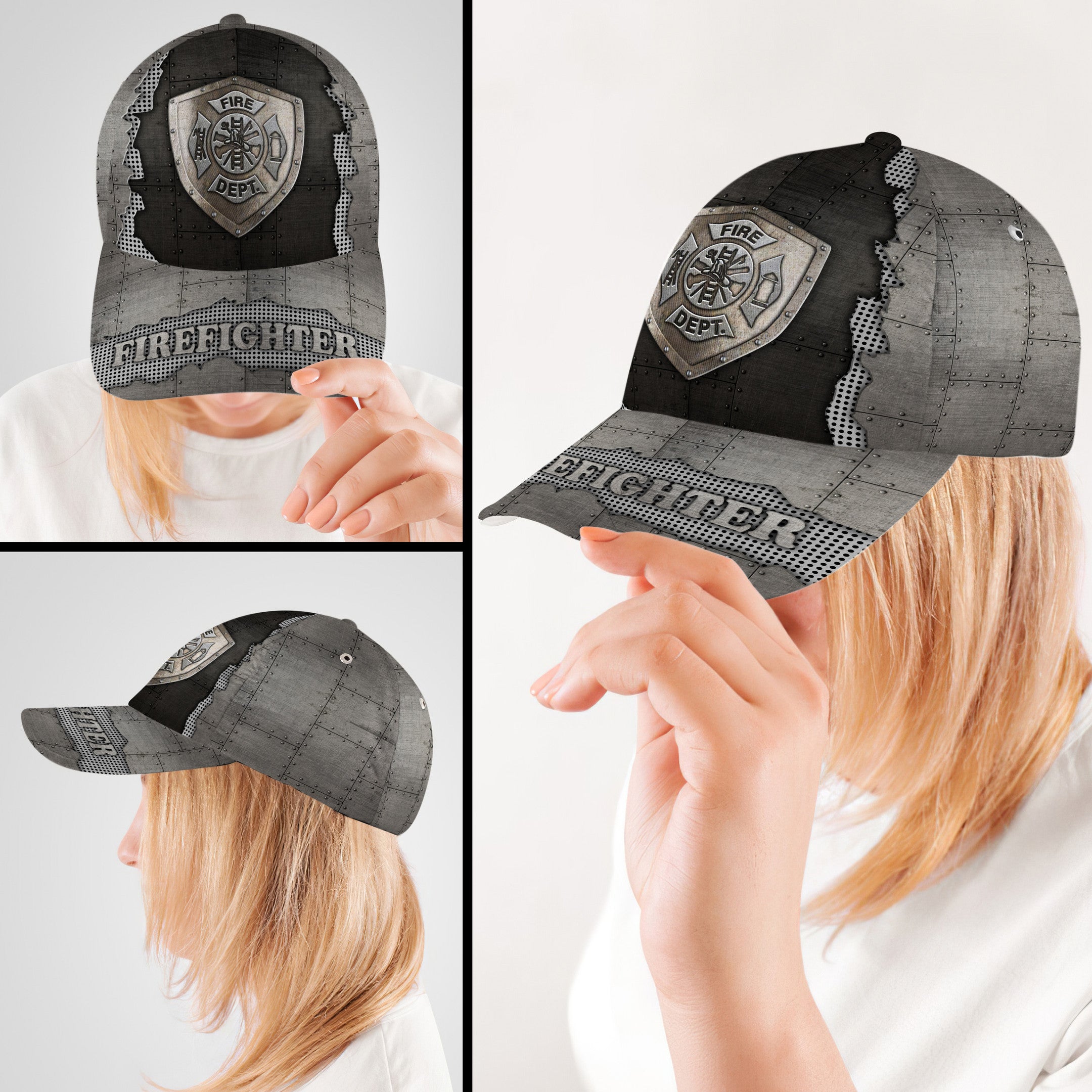 Metal Firefighter Hat Classic Cap Trucker Hats Custom Hats Gifts For Men & Women