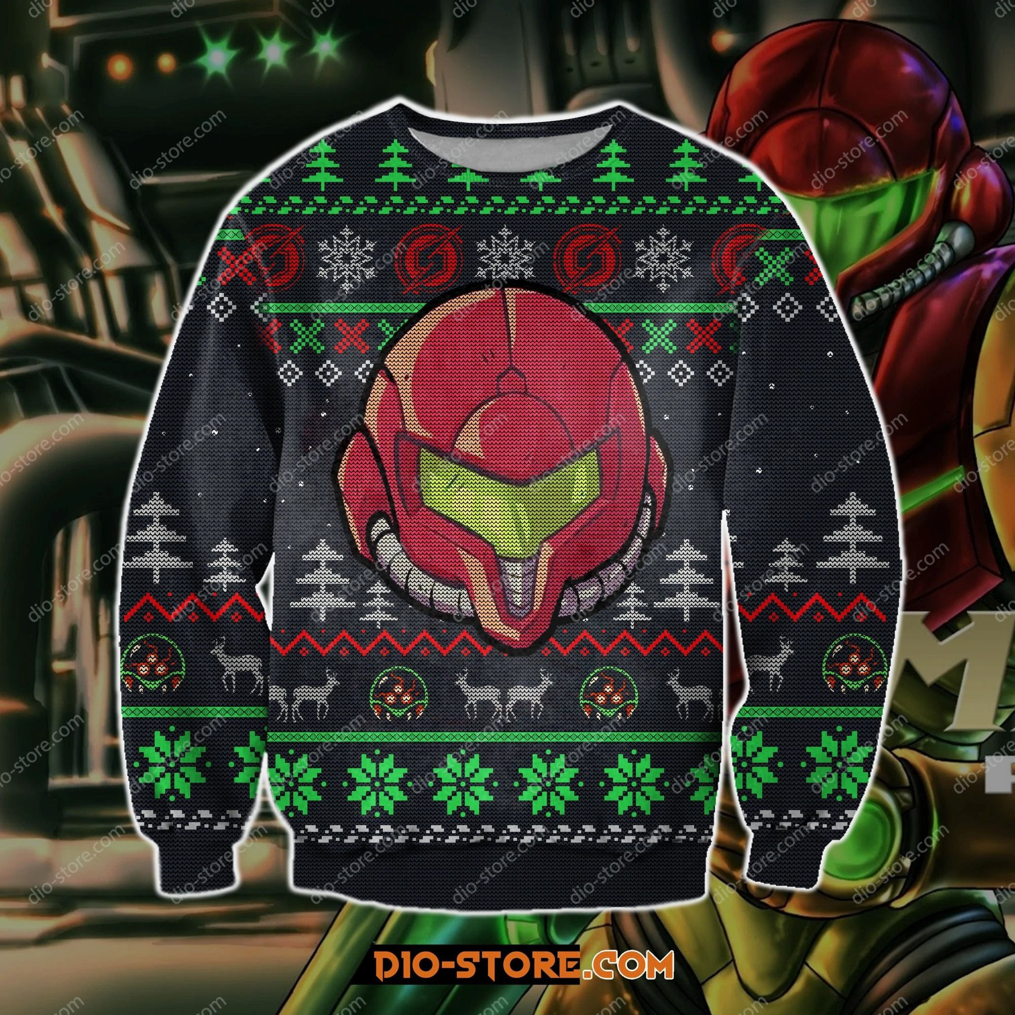 Metroid Game Knitting Pattern 3D Print Ugly Christmas Sweater Adult 3D Funny Matching for family