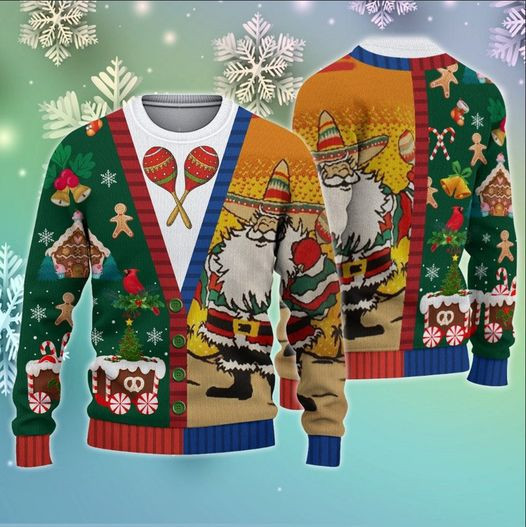 Mexican Santa Claus Ugly Christmas Sweater Christmas Graphic Tee Clothing Gift For Men Women - Image 2