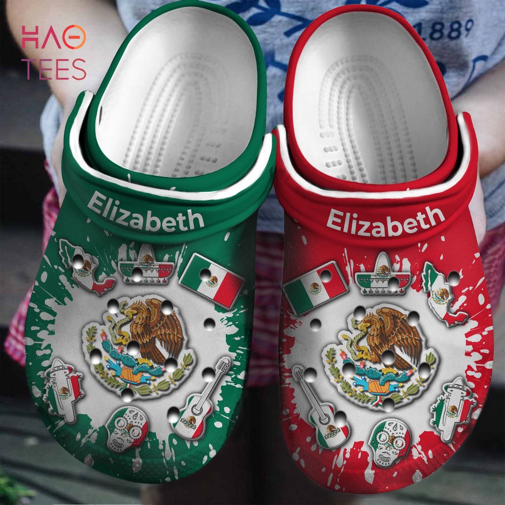 Mexico Flag Bleached Crocs Crocband Clogs Shoes Comfortable For Men Women and Kids