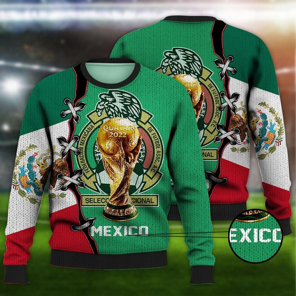 Mexico Flag National Soccer Team, Mexico World Cup 2022 3D Sweater