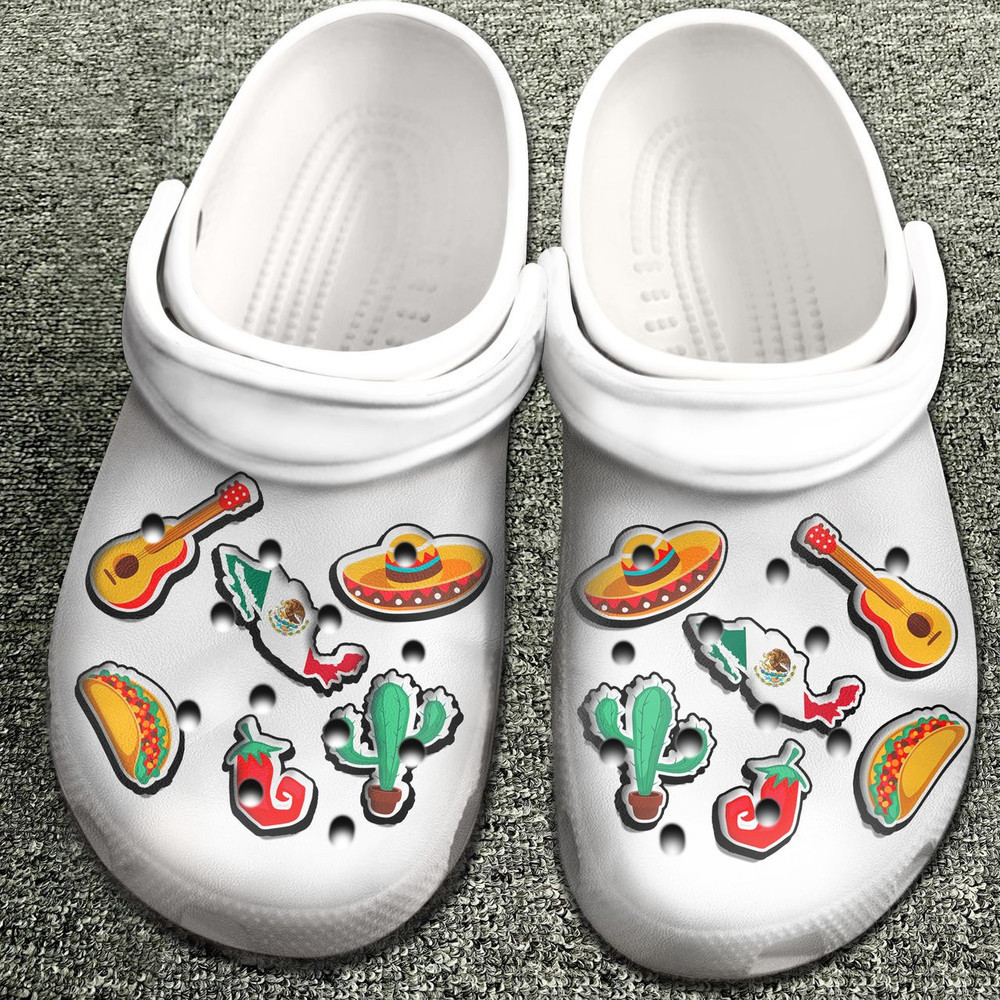 Mexico With Symbols For Men And Women Gift For Fan Classic Water Rubber clog Shoes Comfy Footwear