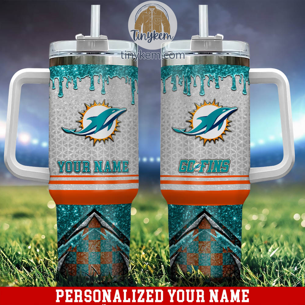 Miami Dolphins Glitter NFL Custom Stanley Cup 40 oz 30 oz Tumbler With HandleTVC2301221