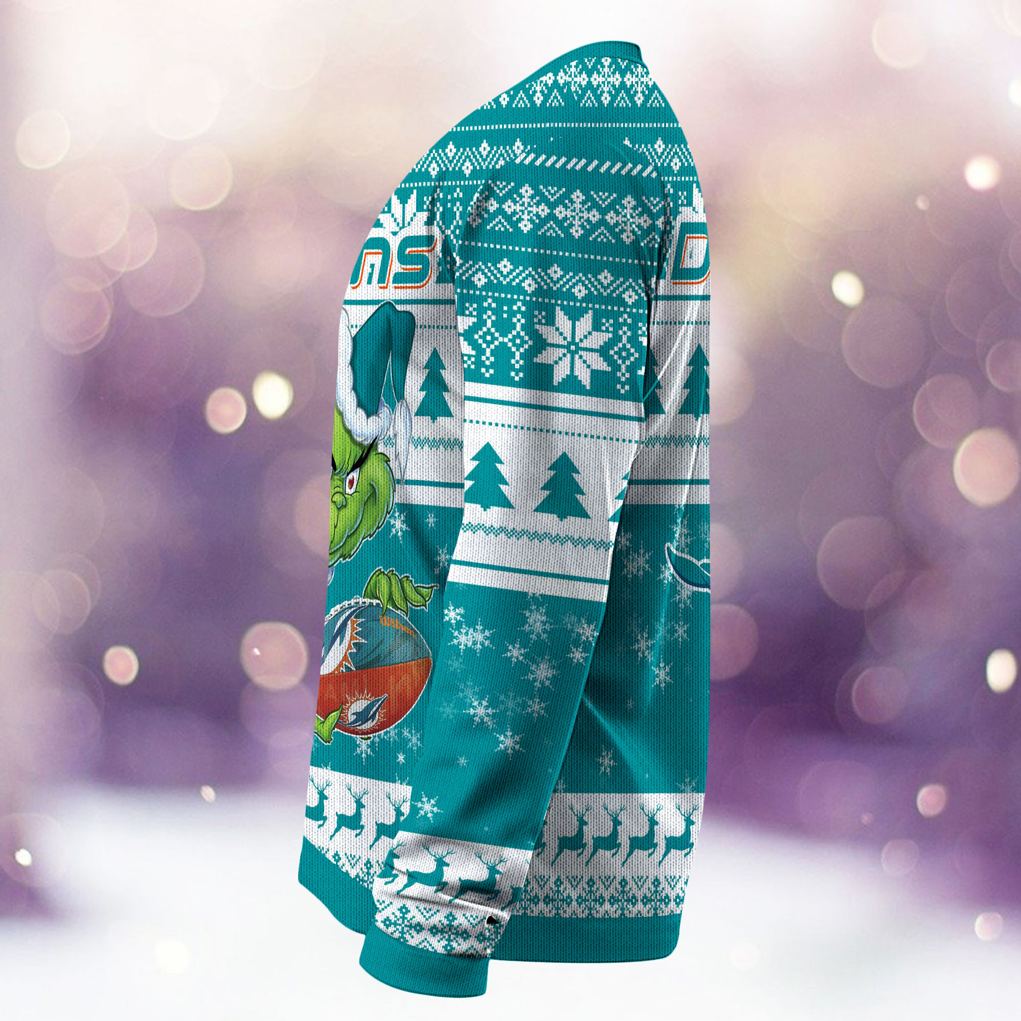 Miami Dolphins Grinch Ugly Christmas Sweater Adult 3D Funny Matching for family - Image 4