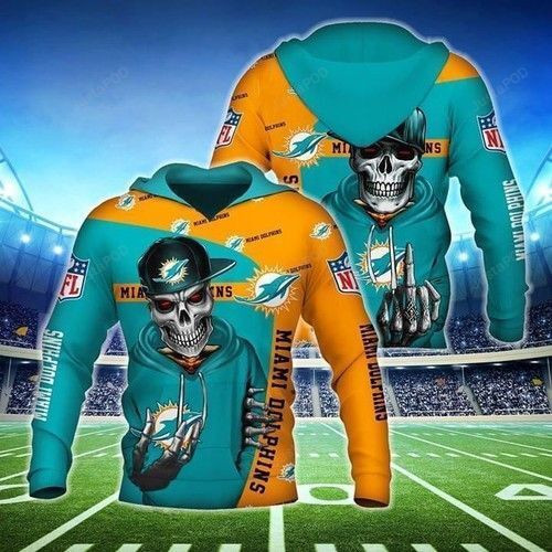 Miami Dolphins Hip Hop Skull 3D All Over Print Hoodie, Zip Hoodie
