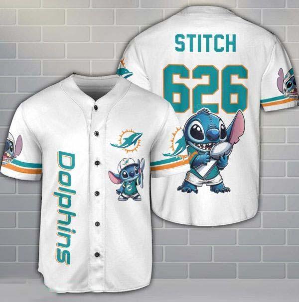 Miami Dolphins Lilo And Stitch Champions Baseball Jersey Shirt Personalized Number Team Gift