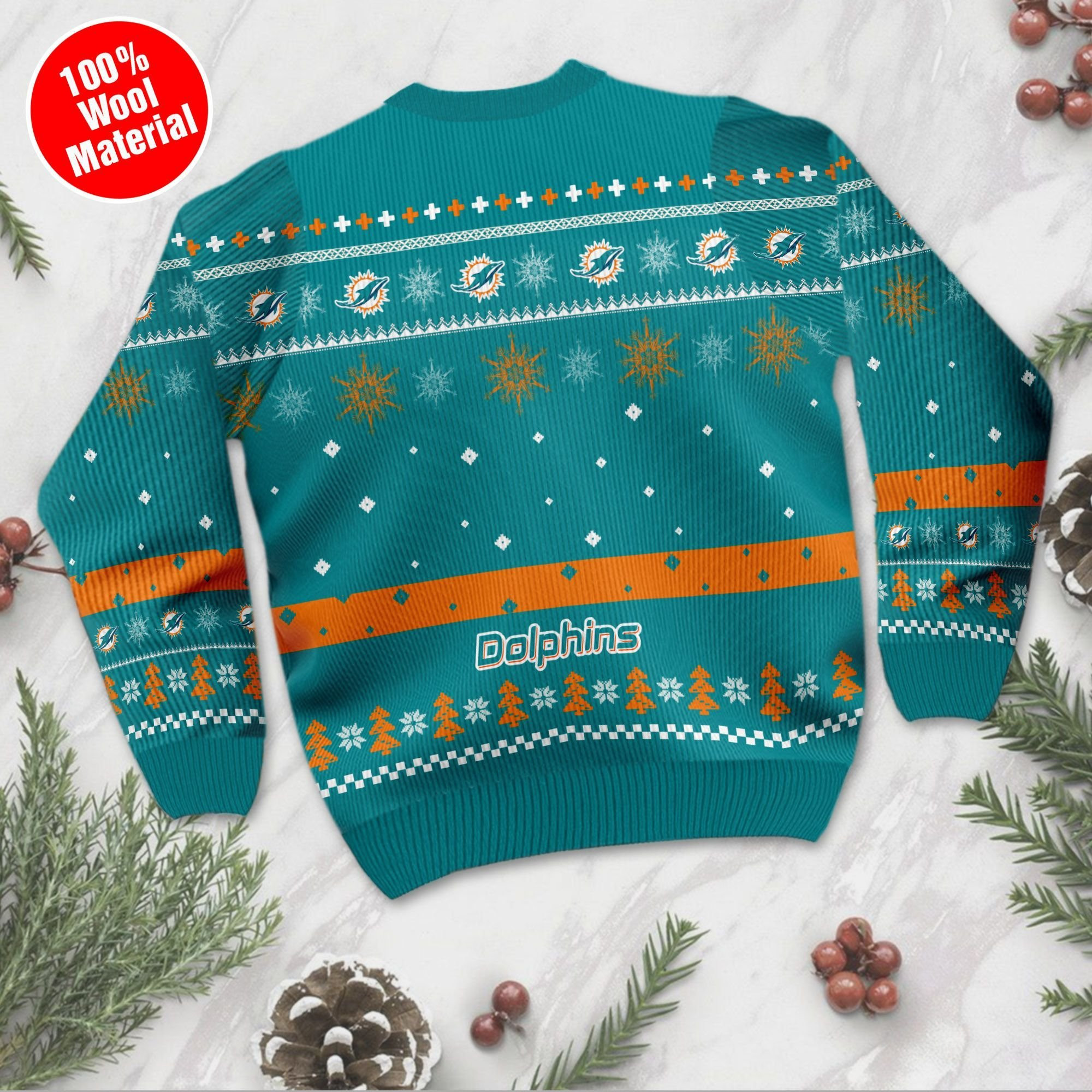 Miami Dolphins Mickey Mouse Funny Ugly Christmas Sweater Adult 3D Funny Matching for family - Image 3
