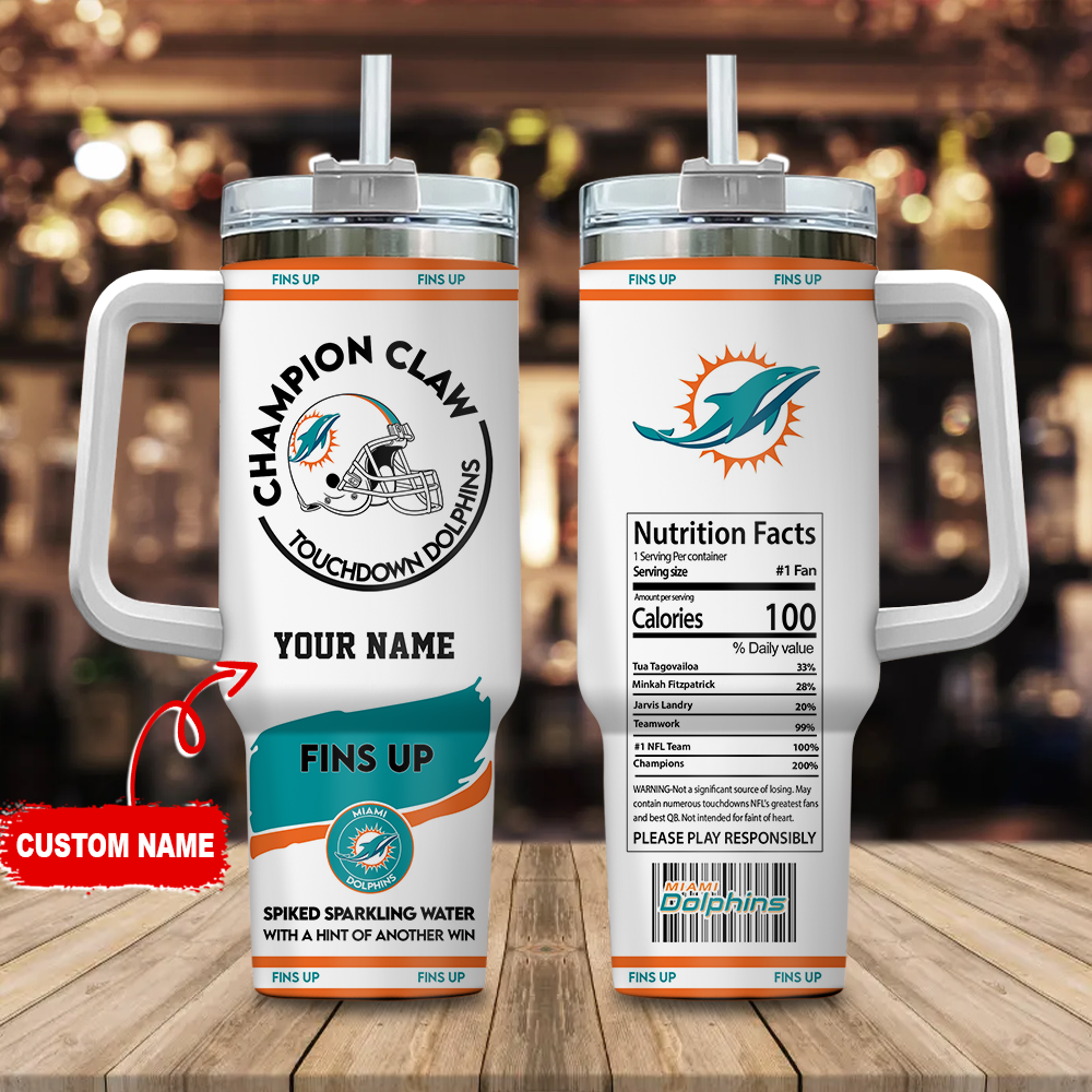 Miami Dolphins NFL Champion Claw Custom Stanley Cup 40 oz 30 oz Tumbler With HandleTVC230130