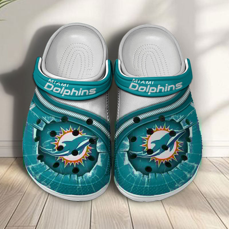 Miami Dolphins NFL Crocs Crocband Clogs Shoes Comfortable For Men Women and Kids