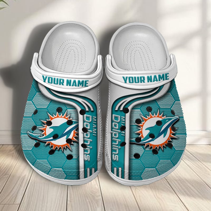 Miami Dolphins NFL Crocs Crocband Clogs Shoes Comfortable For Men Women and Kids