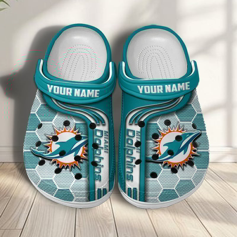 Miami Dolphins NFL Crocs Crocband Clogs Shoes Comfortable For Men Women and Kids
