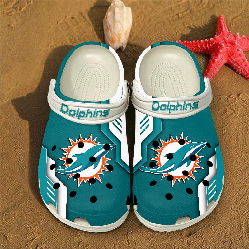 Miami Dolphins NFL Crocs Crocband Clogs Shoes Comfortable For Men Women and Kids