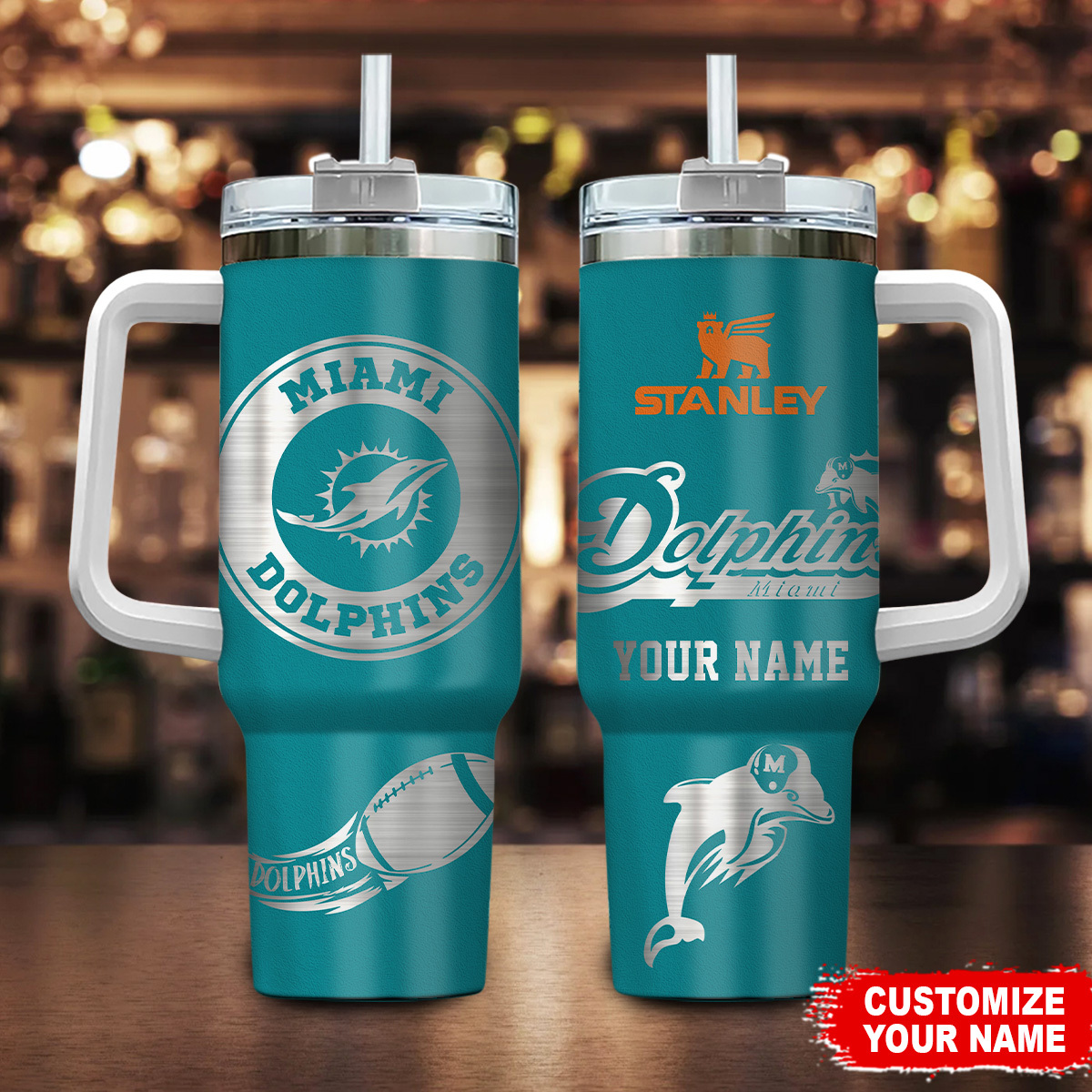 Miami Dolphins NFL Custom Stanley Cup 40 oz 30 oz Tumbler With HandleTVC230179