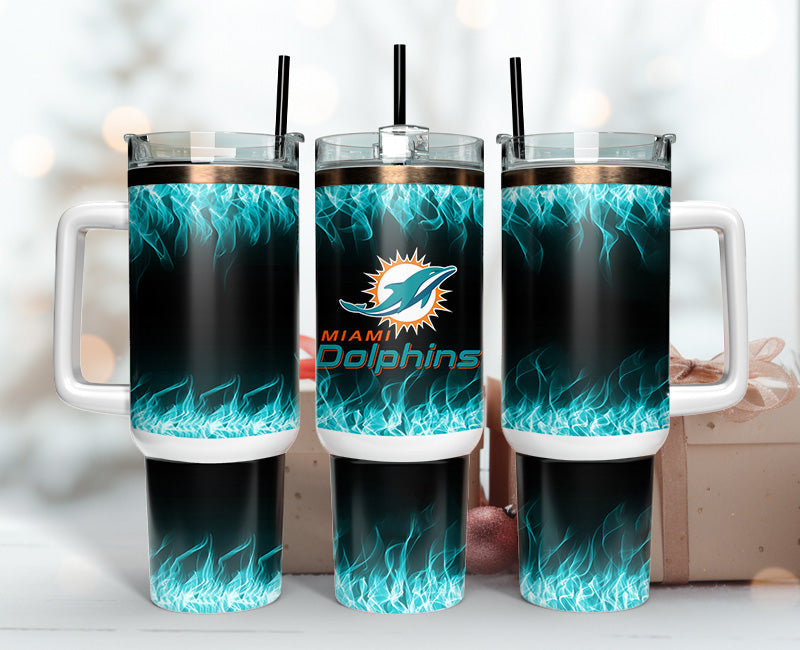 Miami Dolphins NFL Fire Effect Custom Stanley Cup 40 oz 30 oz Tumbler With HandleTVC2301140
