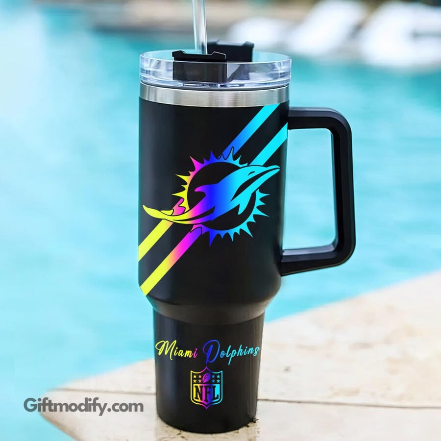 Miami Dolphins NFL Hologram Logo Custom Stanley Cup 40 oz 30 oz Tumbler With HandleTVC2301183 - Image 2