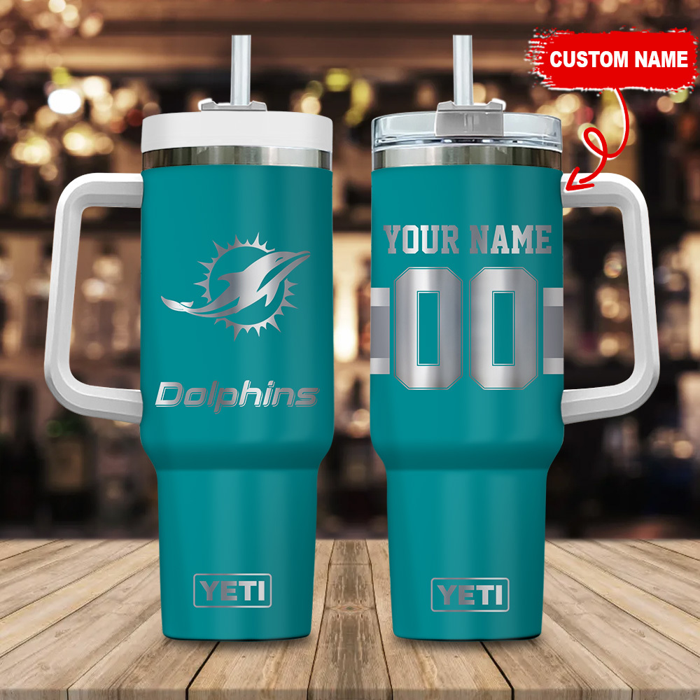 Miami Dolphins NFL Laser Engraved Effect Custom Stanley Cup 40 oz 30 oz Tumbler With HandleTVC2301121