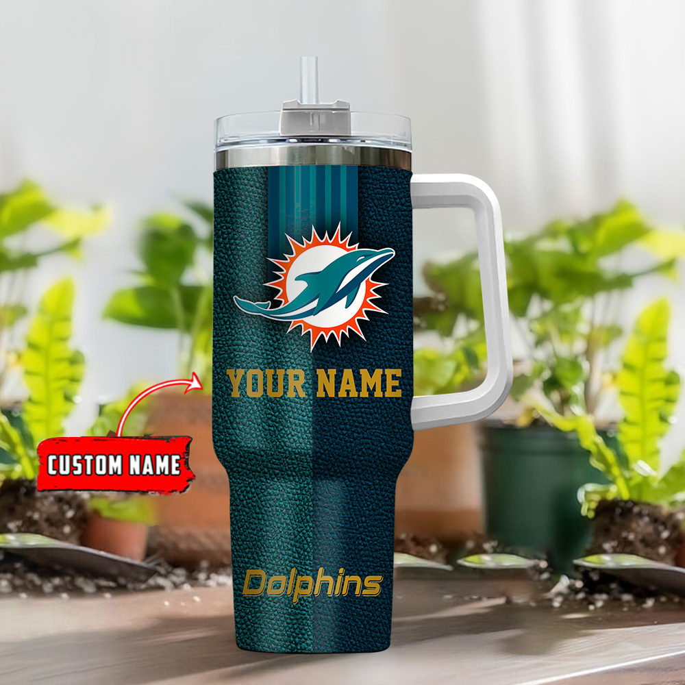 Miami Dolphins NFL Leather Effect Custom Stanley Cup 40 oz 30 oz Tumbler With HandleTVC2301123 - Image 2