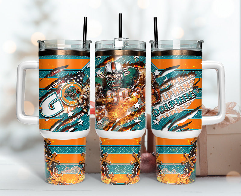 Miami Dolphins NFL Mascot Custom Stanley Cup 40 oz 30 oz Tumbler With HandleTVC2301148