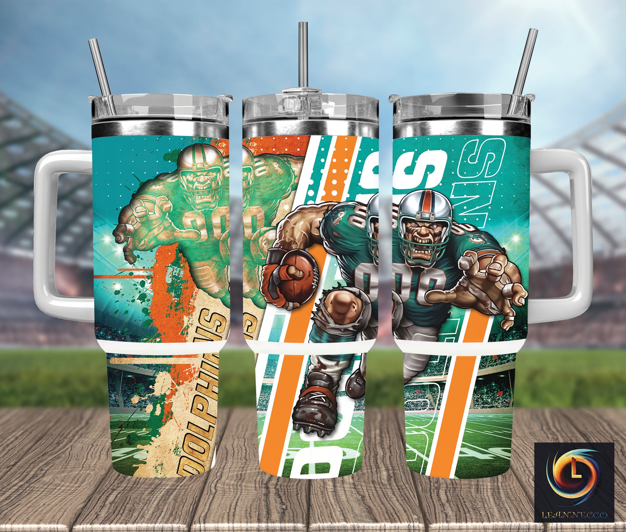 Miami Dolphins NFL Mascot Custom Stanley Cup 40 oz 30 oz Tumbler With HandleTVC2301988