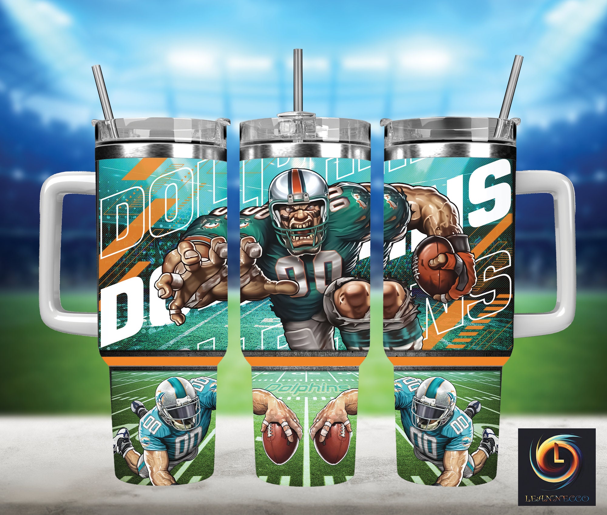 Miami Dolphins NFL Mascot Custom Stanley Cup 40 oz 30 oz Tumbler With HandleTVC2301989