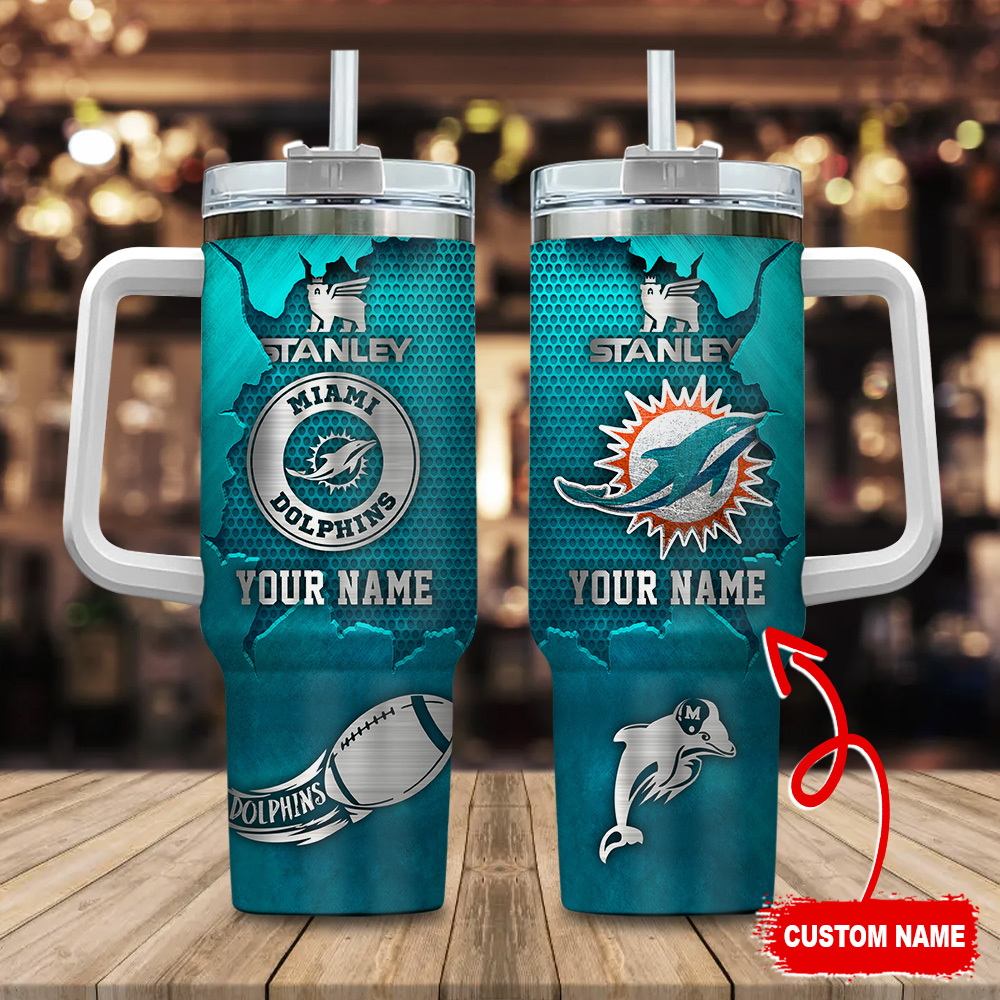 Miami Dolphins NFL Metal Style Custom Stanley Cup 40 oz 30 oz Tumbler With HandleTVC230186