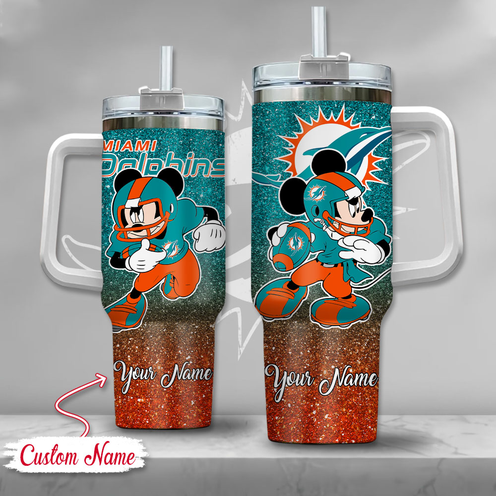 Miami Dolphins NFL Mickey Mouse Glitter Custom Stanley Cup 40 oz 30 oz Tumbler With HandleTVC230191