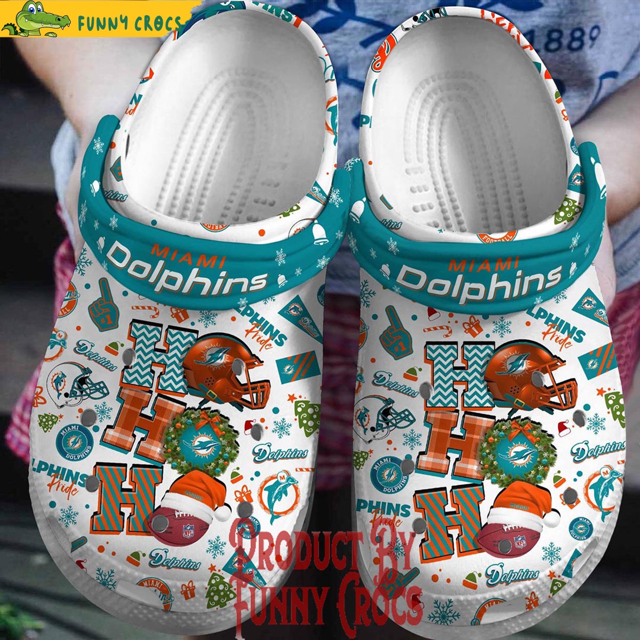 Miami Dolphins NFL Sport Christmas Crocs Crocband Clogs Shoes Comfortable For Men Women and Kids