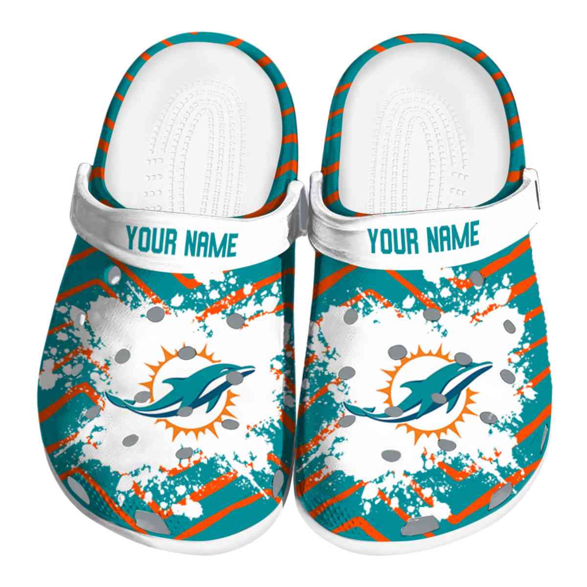 Miami Dolphins NFL Sport Crocs Crocband Clogs Shoes Comfortable For Men Women and Kids