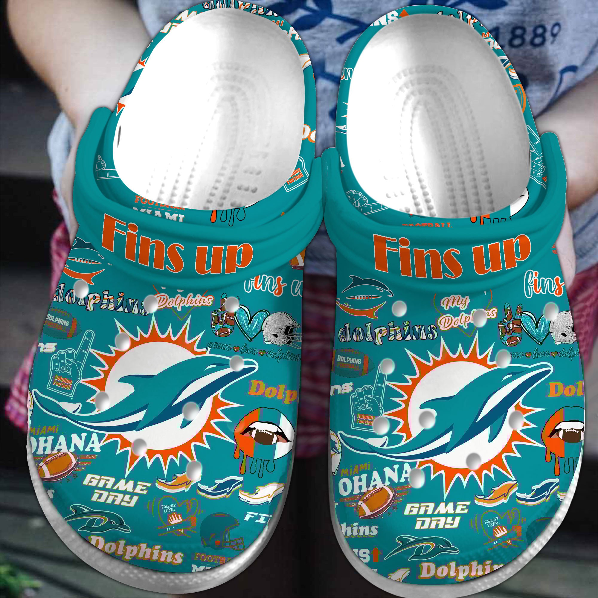 Miami Dolphins NFL Sport Crocs Crocband Clogs Shoes Comfortable For Men Women and Kids