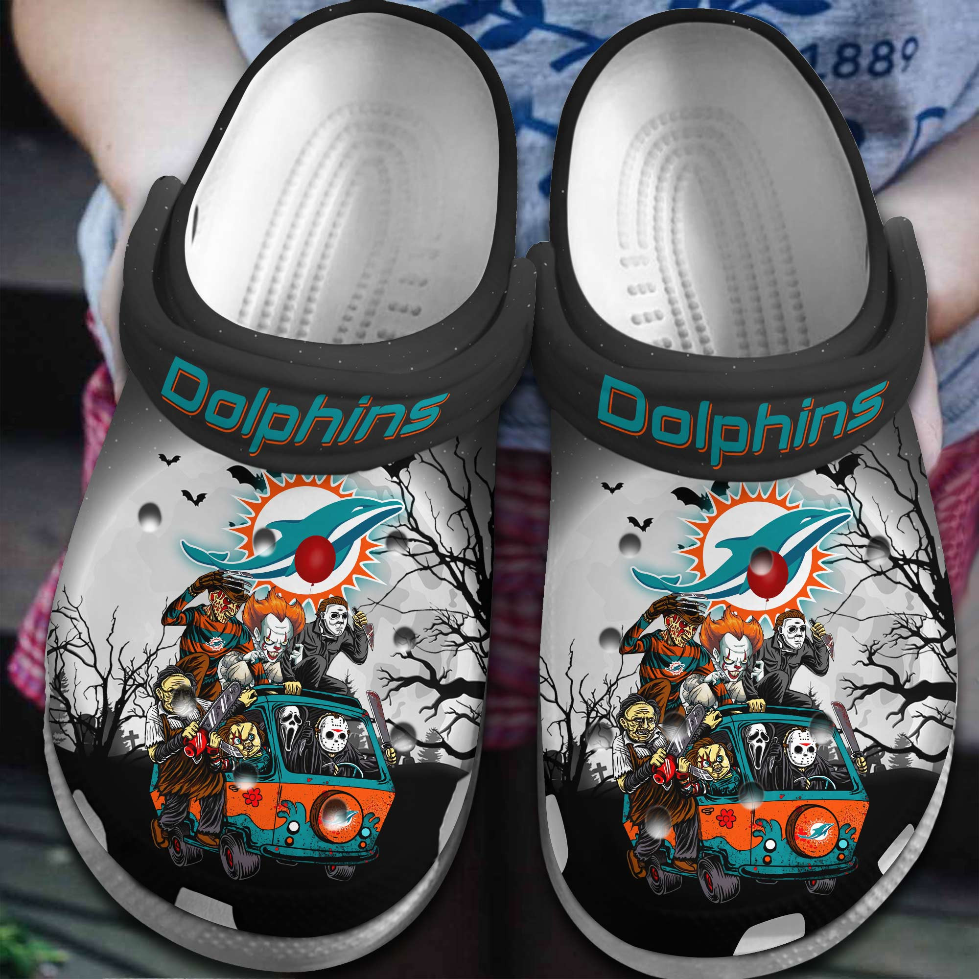 Miami Dolphins NFL Sport Crocs Crocband Clogs Shoes Comfortable For Men Women and Kids