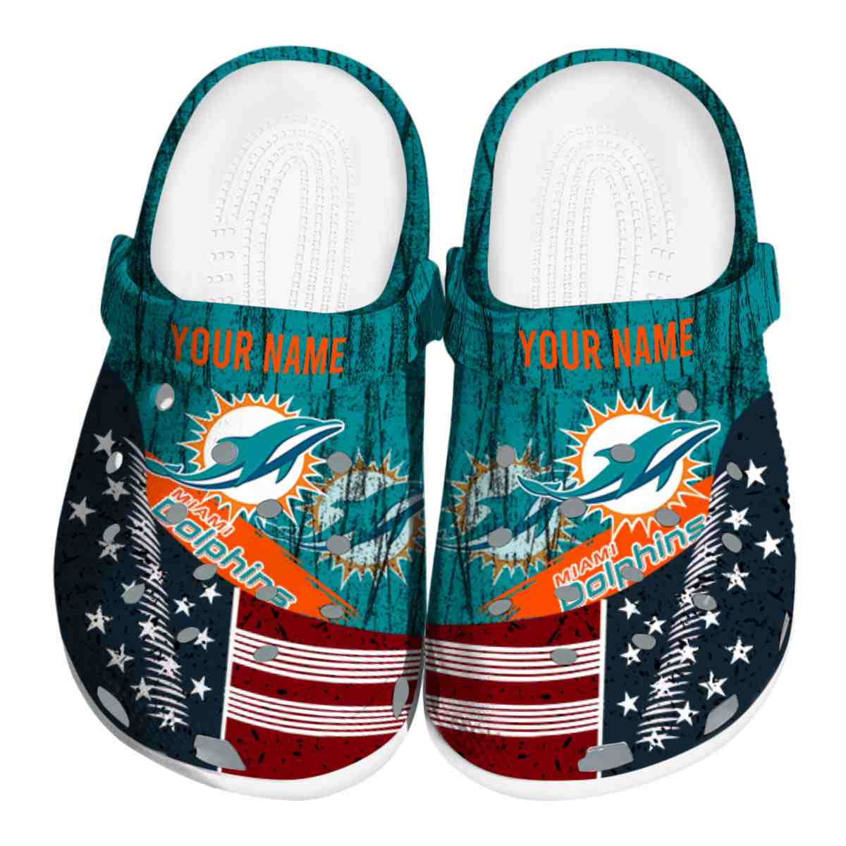 Miami Dolphins NFL Sport Crocs Crocband Clogs Shoes Comfortable For Men Women and Kids