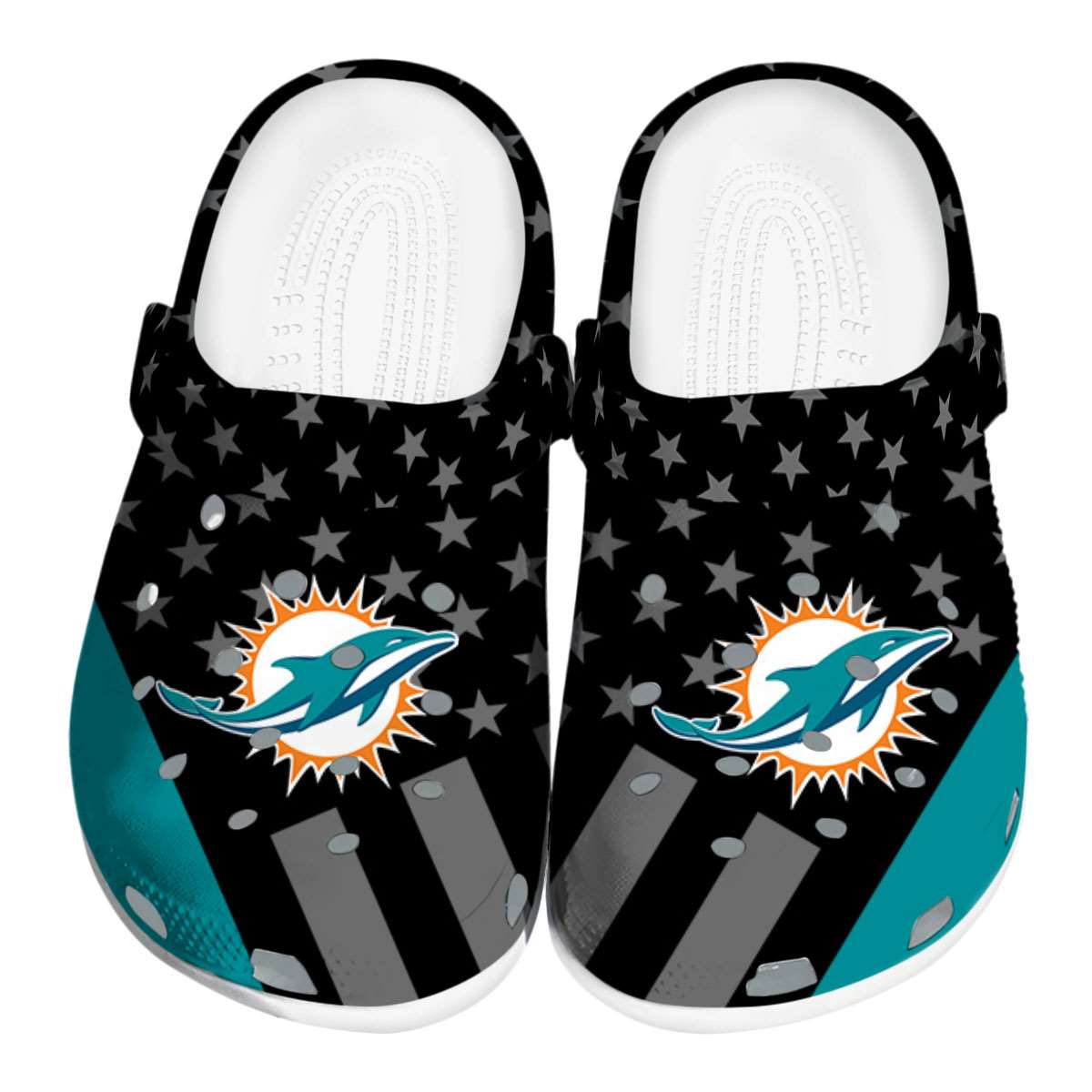Miami Dolphins NFL Sport Crocs Crocband Clogs Shoes Comfortable For Men Women and Kids