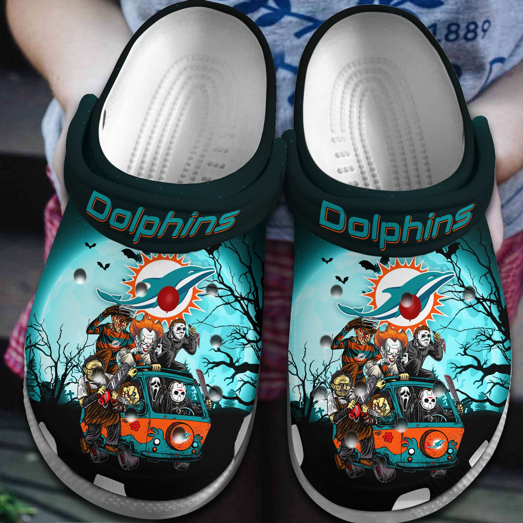 Miami Dolphins NFL Sport Crocs Crocband Clogs Shoes Comfortable For Men Women and Kids