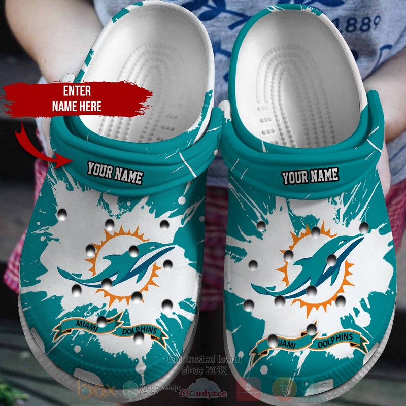 Miami Dolphins NFL Sport Crocs Crocband Clogs Shoes Comfortable For Men Women and Kids
