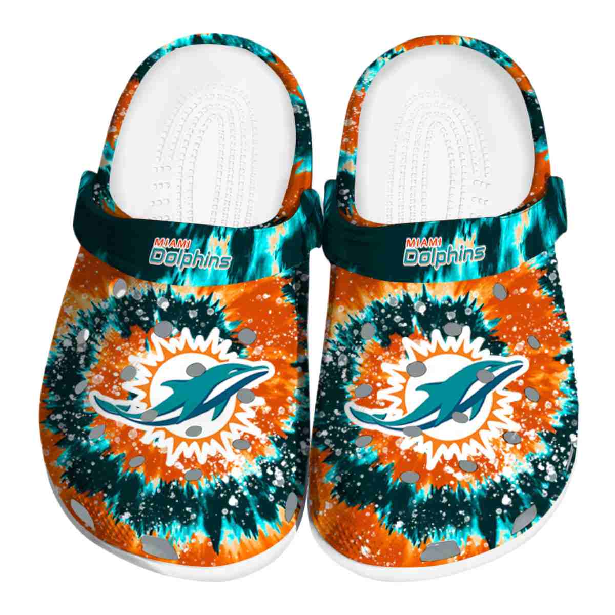 Miami Dolphins NFL Sport Crocs Crocband Clogs Shoes Comfortable For Men Women and Kids