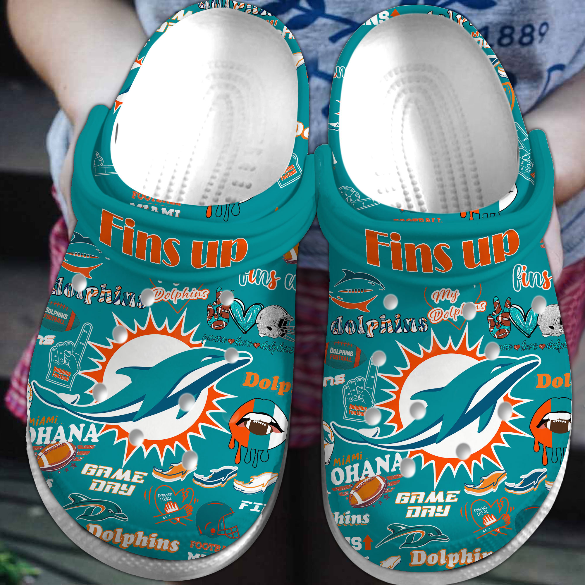 Miami Dolphins NFL Sport Crocs Crocband Clogs Shoes Comfortable For Men Women and Kids