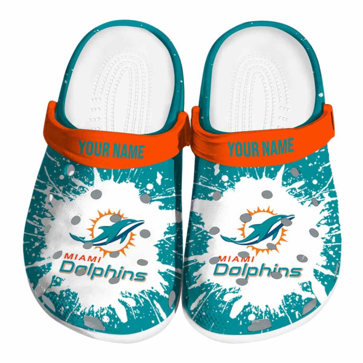 Miami Dolphins NFL Sport Crocs Crocband Clogs Shoes Comfortable For Men Women and Kids