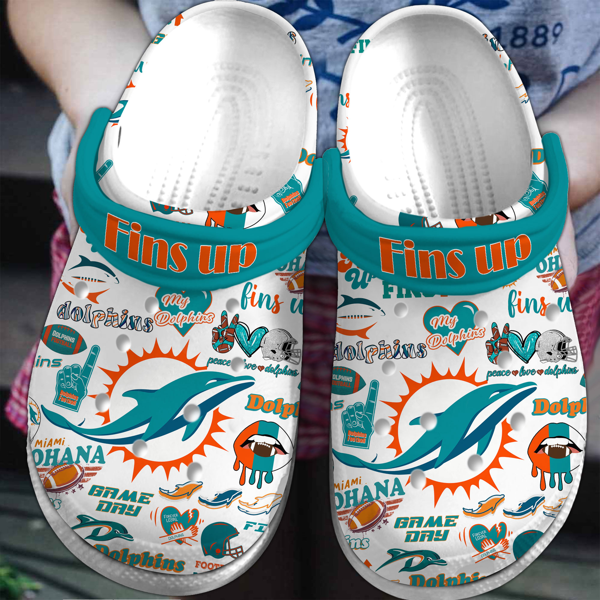 Miami Dolphins NFL Sport Crocs Crocband Clogs Shoes Comfortable For Men Women and Kids