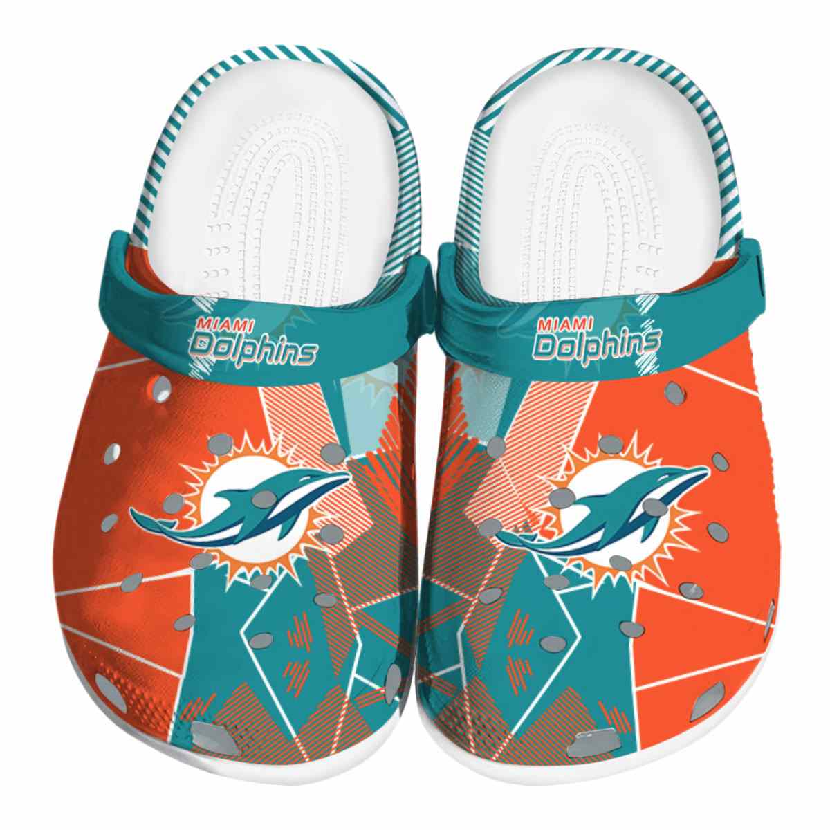 Miami Dolphins NFL Sport Crocs Crocband Clogs Shoes Comfortable For Men Women and Kids