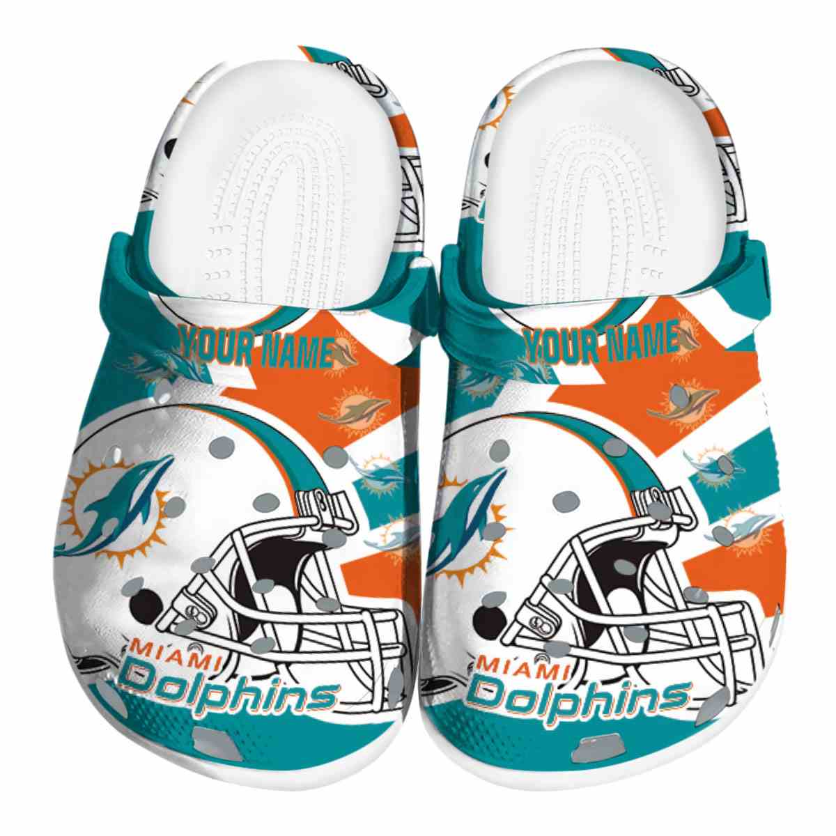 Miami Dolphins NFL Sport Crocs Crocband Clogs Shoes Comfortable For Men Women and Kids