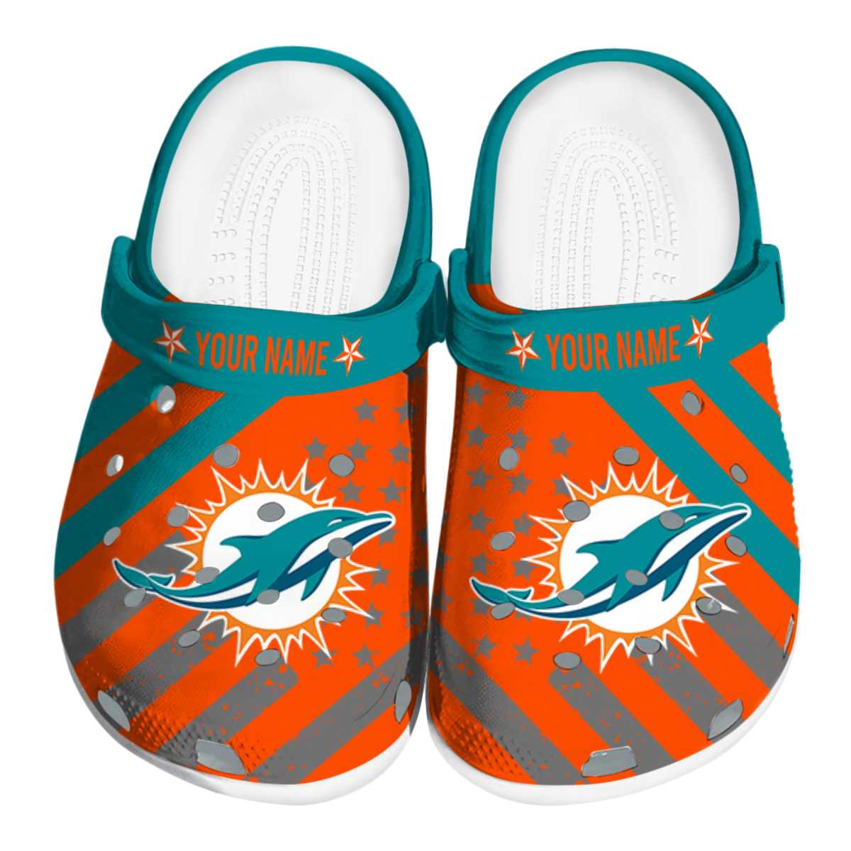 Miami Dolphins NFL Sport Crocs Crocband Clogs Shoes Comfortable For Men Women and Kids