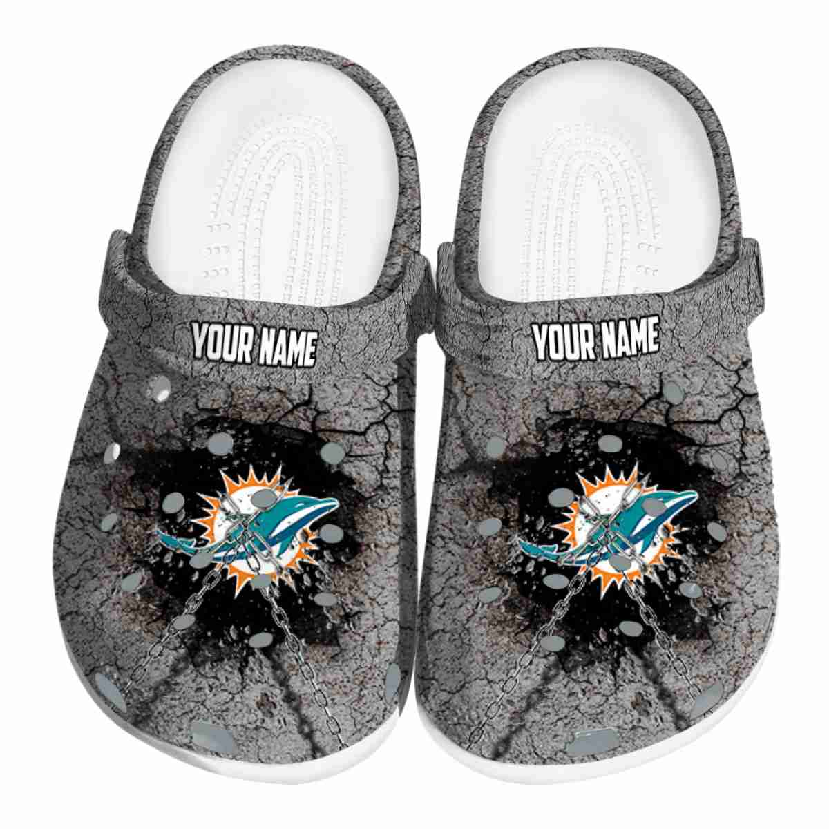 Miami Dolphins NFL Sport Crocs Crocband Clogs Shoes Comfortable For Men Women and Kids
